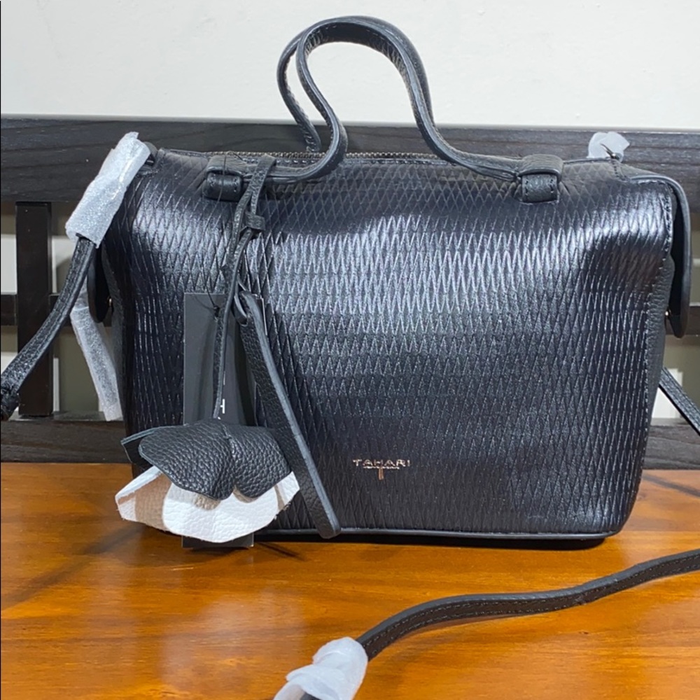T Tahari Kyla Genuine Leather Crossbody Handbag